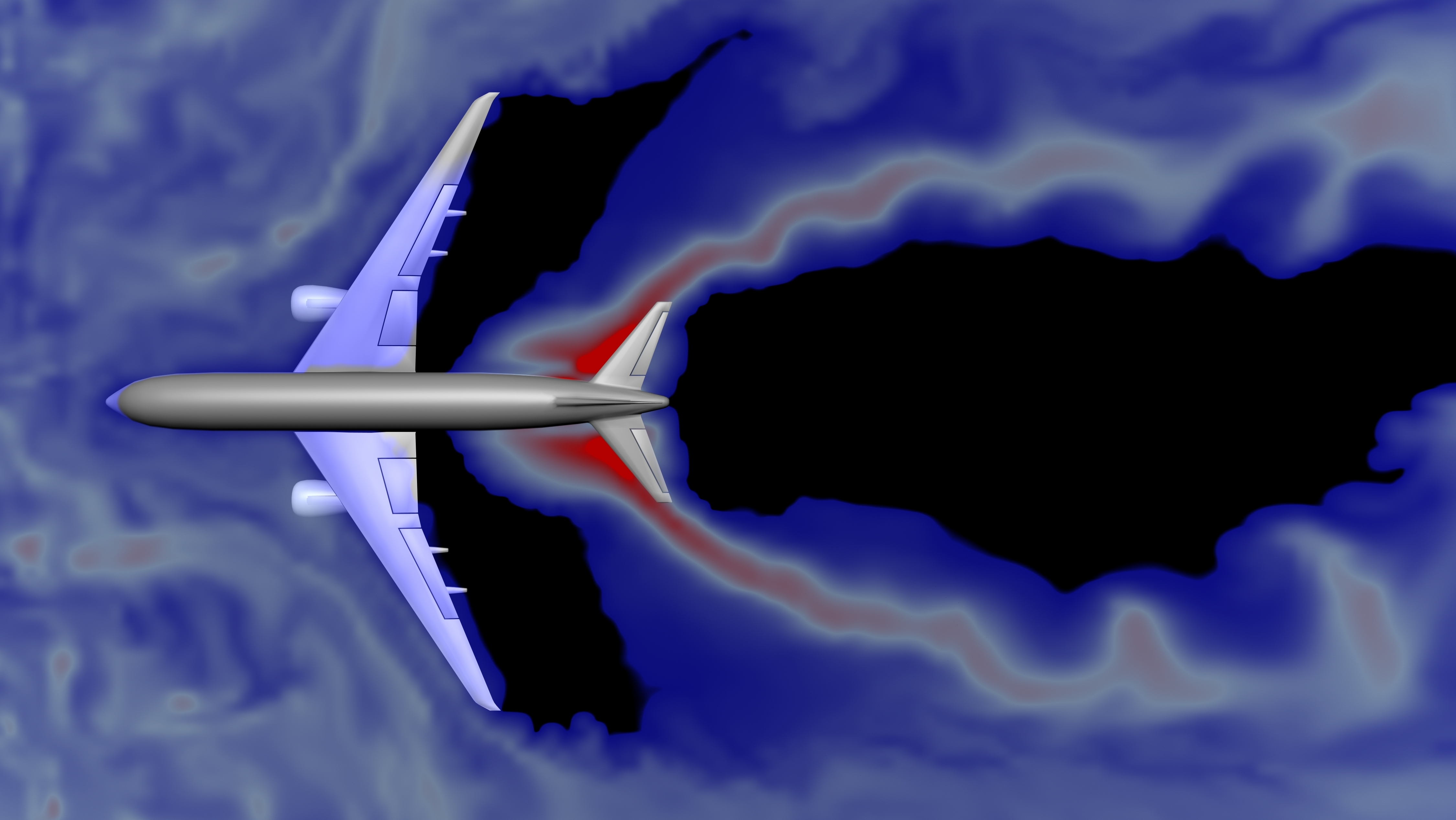 Computer simulation of airflow around an airplane