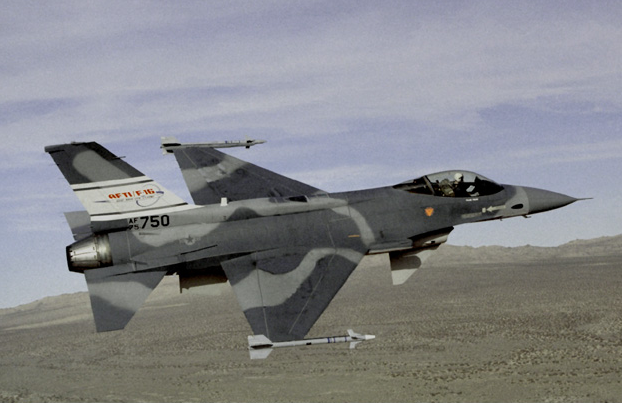 AFTI/F-16 in flight at Edwards AFB