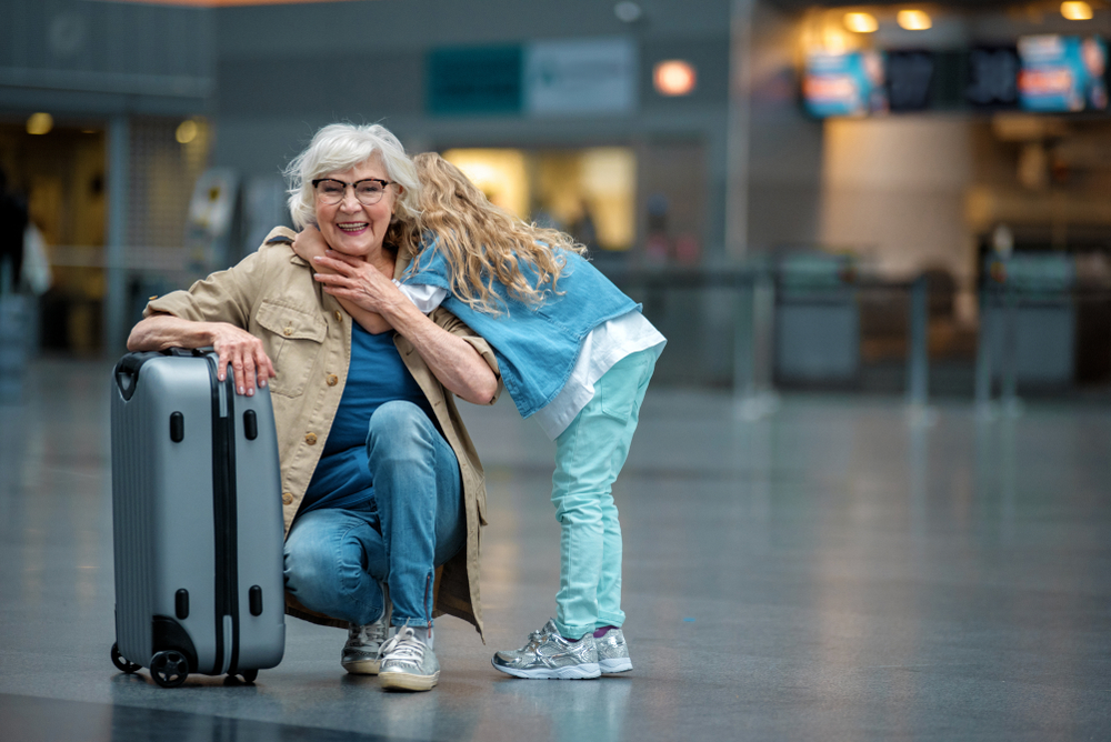 Passengers in airport terminal